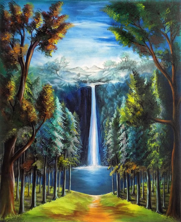 THE BEAUTIFUL WATERFALL PAINTING by ASP ARTS